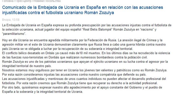 Telediario 1 - Ucrania apoya a Zozulya