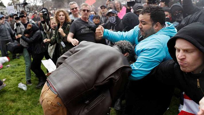 Telediario 1 - Enfrentamientos entre partidarios y detractores de Trump