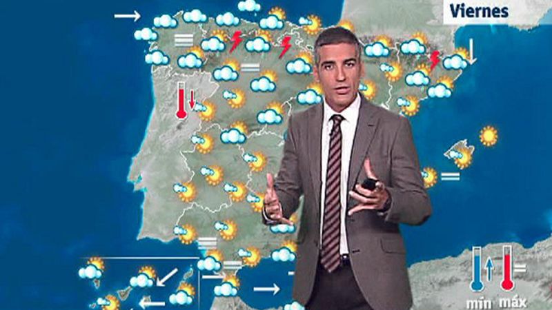 La Agencia Estatal de Meteorología (Aemet) prevé para este viernes 14 de abril nubosidad, nubes bajas en el noroeste de Galicia y área cantábrica, y en el resto del país nubes medias y altas, con algunos chubascos y tormentas en el interior peninsula