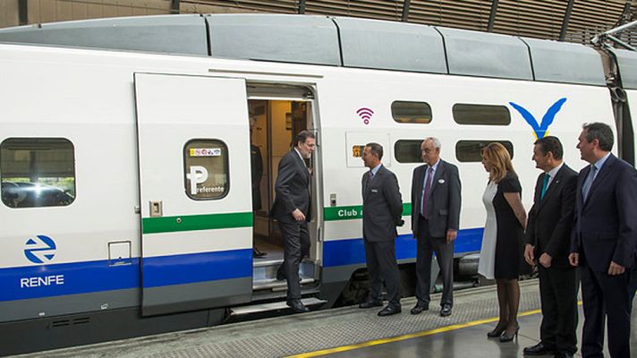 Telediario 1 - Rajoy anuncia más inversiones en alta velocidad