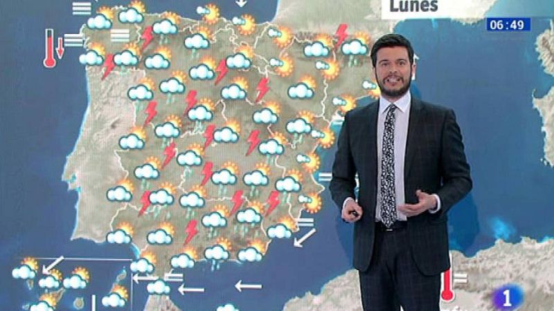 Tormentas en las dos mesetas y el Cantábrico en el arranque de la semana - El tiempo | Ver