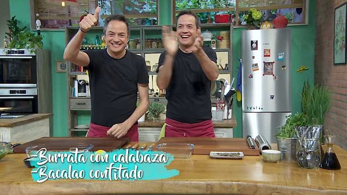 Torres en la cocina - Burrata de calabaza y bacalao confitado