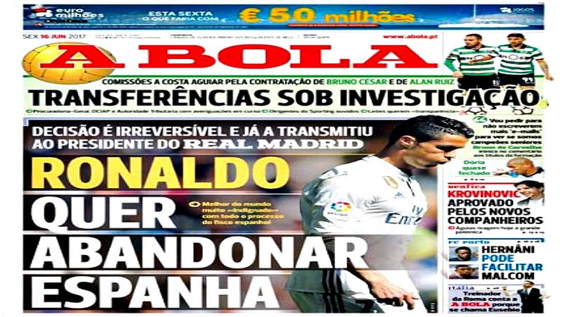 Cristiano Ronaldo quiere abandonar el Real Madrid, según 'A Bola'