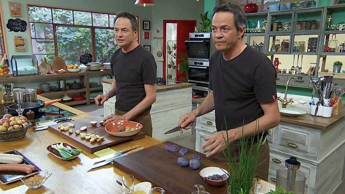 Torres en la cocina - Ensalada alemana y cerdo con albaricoques