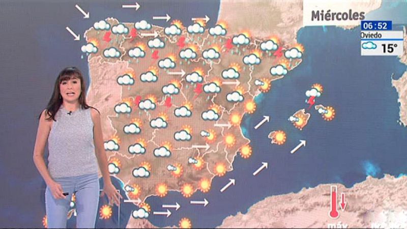 Temperaturas en descenso en el norte e interior peninsular y fuertes tormentas en el norte