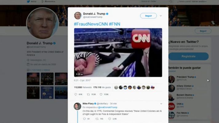Informativo 24h - Trump tuitea un vídeo en el que golpea a un hombre con el logo del canal CNN