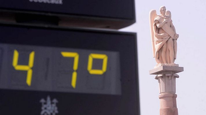 Telediario 1 - Lo peor se espera en el sur peninsular pero es un día de muchísimo calor en prácticamente toda la península salvo en el tercio norte