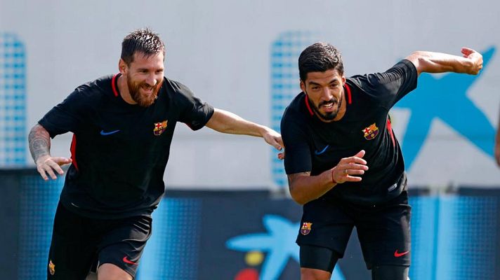 Telediario 1 - Valverde ya entrena con su tridente y Mourinho verá entrenar al Real Madrid