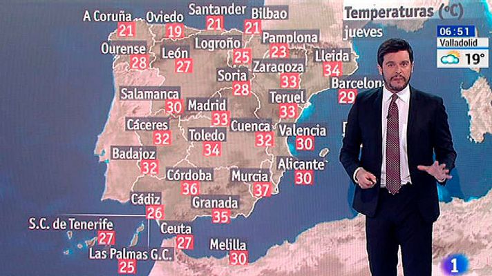 El tiempo - Las temperaturas se moderan con posibilidad de tormentas en Aragón y Cataluña