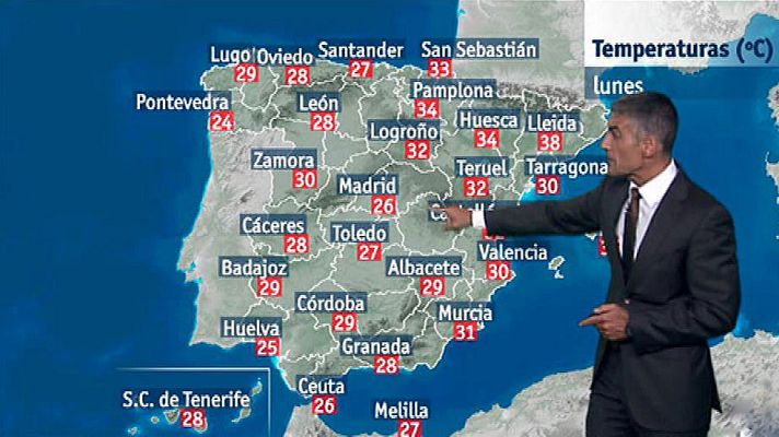 El tiempo - Tormentas fuertes y menos calor en la mitad sur peninsular y temperaturas elevadas en Levante