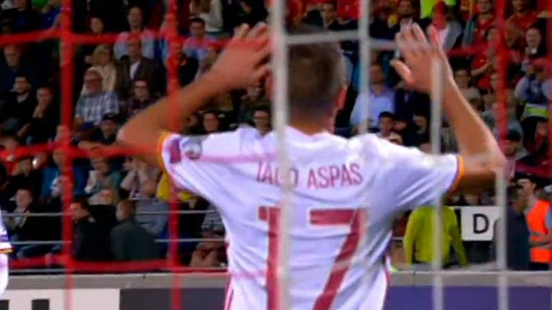 Liechtenstein 0-5 España. Minuto 50. Aspas