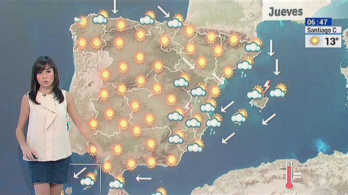 El tiempo - Fuertes chubascos en Cataluña, Valencia e Islas Baleares