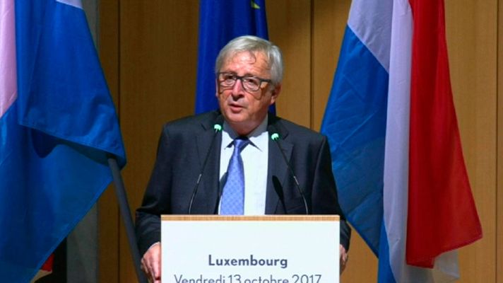 Telediario 1 - Juncker rechaza la independencia de Cataluña porque si la UE la aceptara "también lo harán otros"