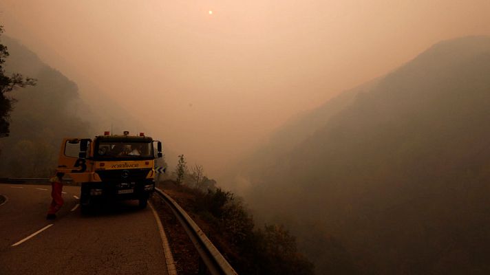 Telediario 1 - Declarados 32 incendios en Asturias