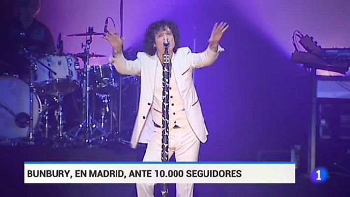 Telediario 1 - El zaragozano Bunbury ofreció anoche un recital en Madrid ante 10.000 seguidores