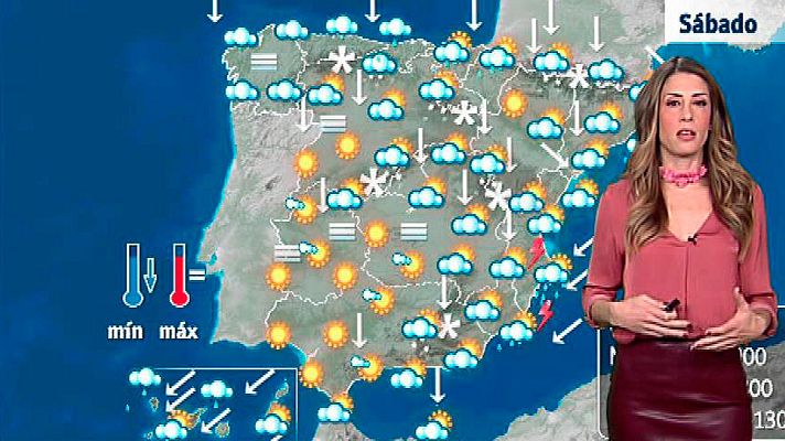 El tiempo - Lluvias, nevadas y viento en el Cantábrico, área mediterránea y sur peninsular y Canarias