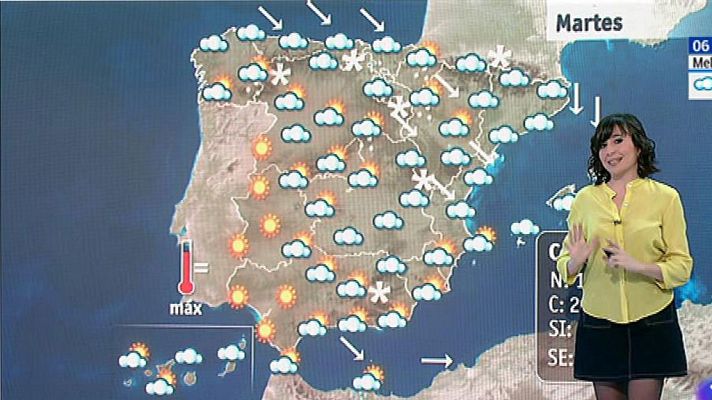 El tiempo - La nieve será protagonista este martes en amplias zonas del país y habrá un descenso acusado de las temperaturas mínimas