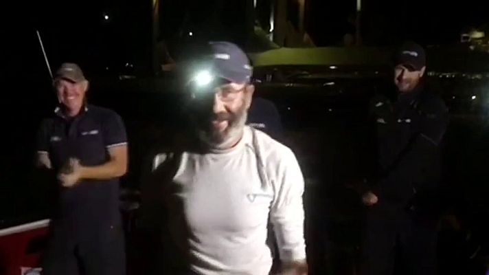 Telediario 1 - Jorge Pena, primer español que cruza el Atlántico a remo sin ayuda