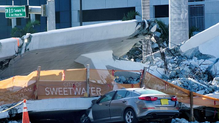Telediario 1 - Los equipos de rescate se centran en recuperar los cuerpos bajo el puente de Miami