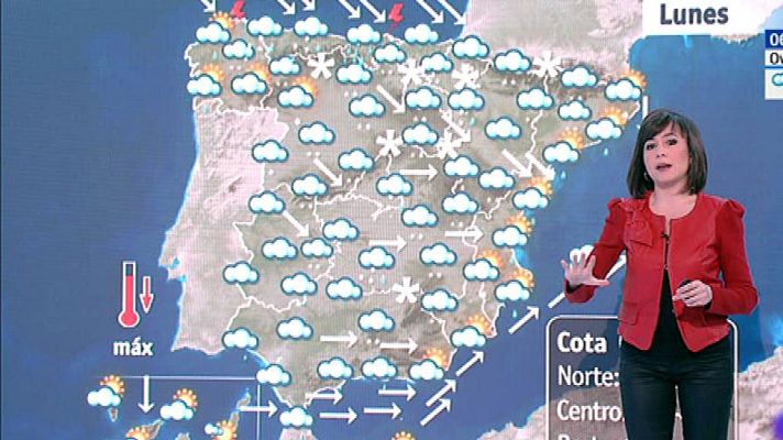 El tiempo - Este lunes habrá nevadas en cotas bajas con precipitaciones y viento en casi toda la Península