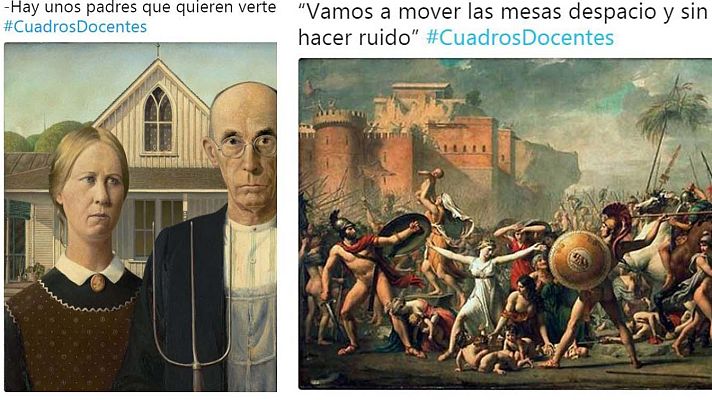 Telediario 1 - Cuadros docentes: los profesores se desahogan en Twitter a traves del arte