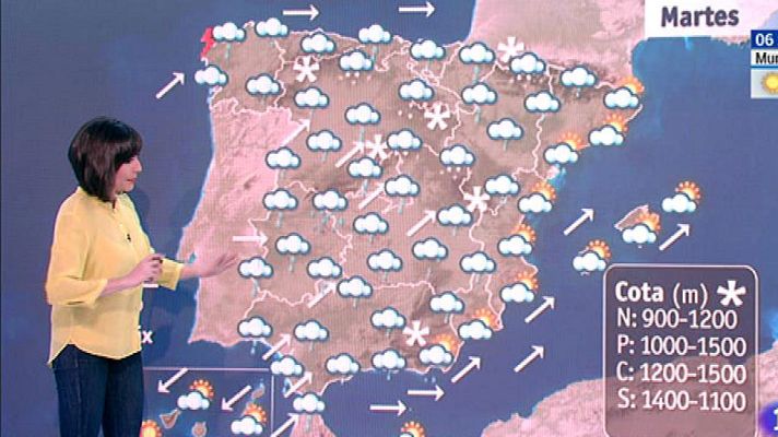 El tiempo - Este martes habrá nevadas en zonas altas y precipitaciones fuertes en área del Estrecho