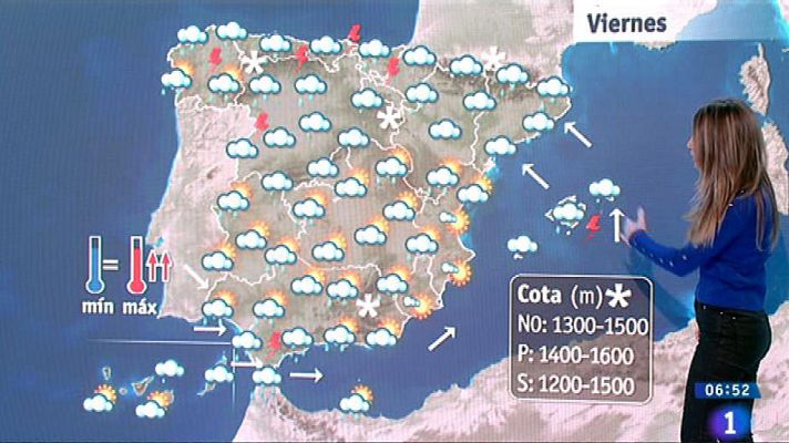 El tiempo - Este viernes persisten las lluvias en la Península y Baleares y suben las máximas