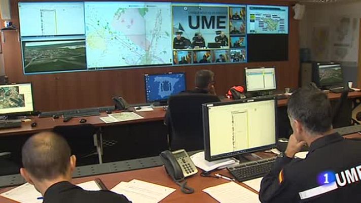 Telediario 1 - Cerca de 300 miembros de la UME, la unidad militar de emergencias trabajan en la provincia de Zaragoza