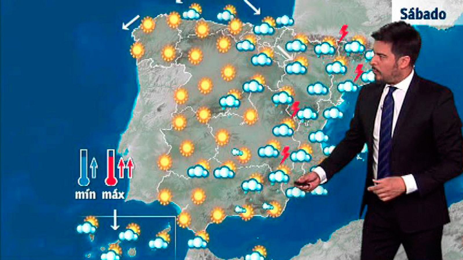 Chubascos localmente fuertes en Baleares, Cataluña y sur de Aragón