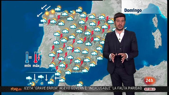 El tiempo - Lluvias y tormentas generalizadas, más fuertes en Andalucía, Extremadura, Aragón y Cataluña
