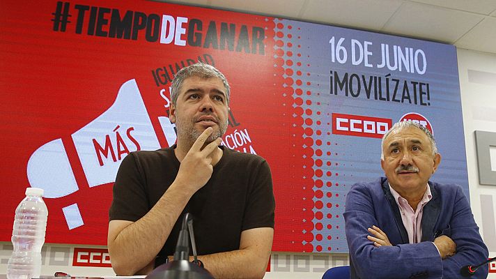 Telediario 1 - El sindicato CC.OO. denuncia que una aceitera paga atrasos a sus empleados hombres pero no a las mujeres