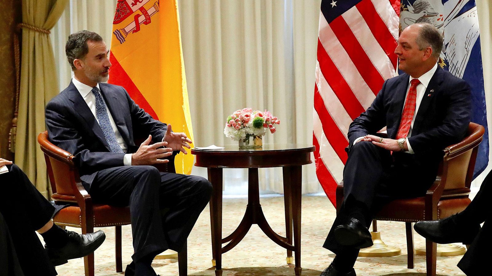 El rey reivindica el legado español en su encuentro con el gobernador de Nueva Orleans