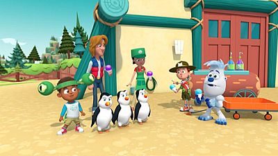 Pandilla de pingüinos en Big Sky Park - Ranger Rob | Ver