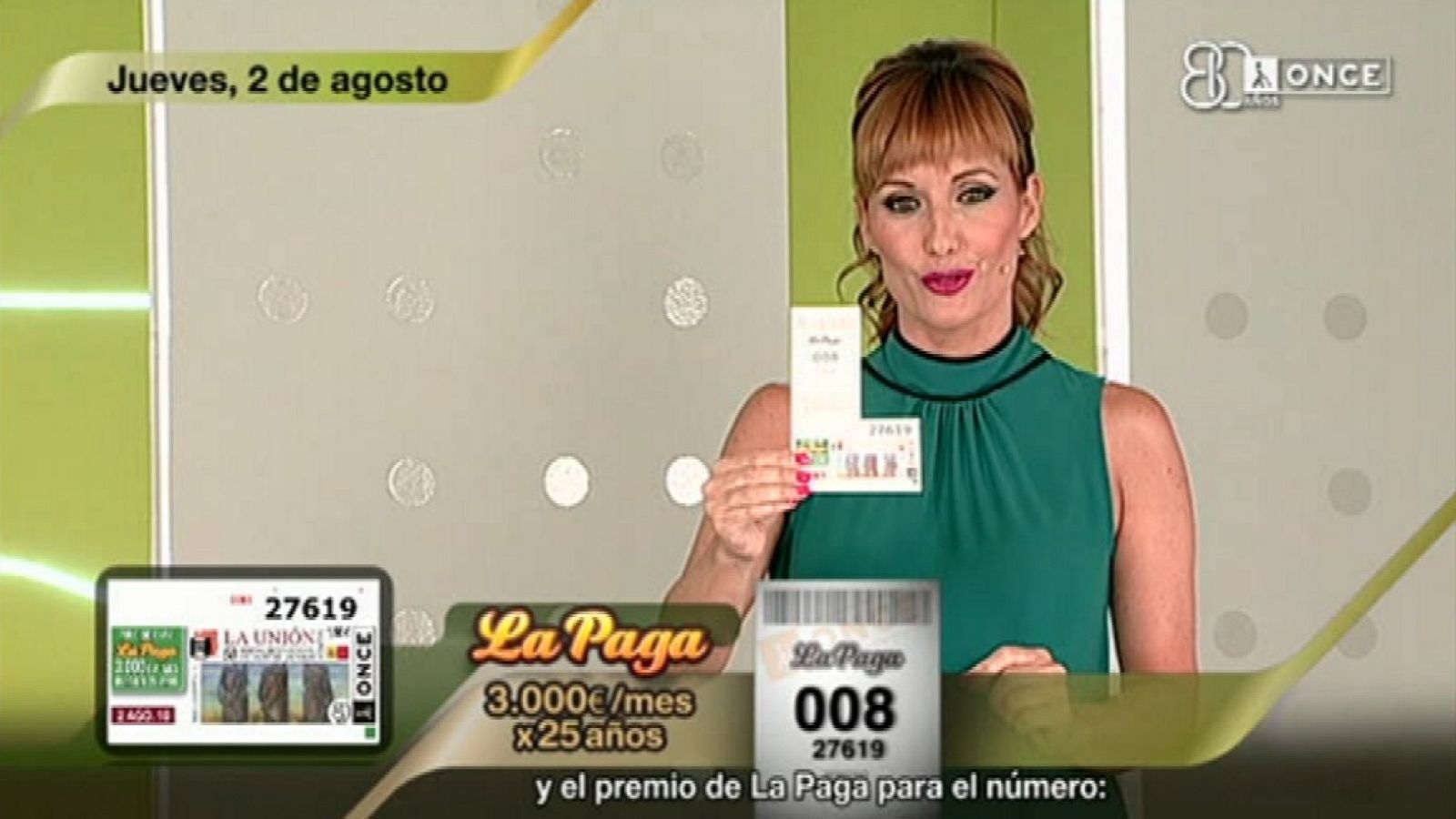 Sorteo ONCE - 02/08/18 - ver hora