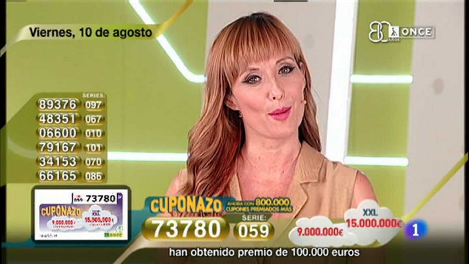 Sorteo ONCE - 10/08/18 - ver hora