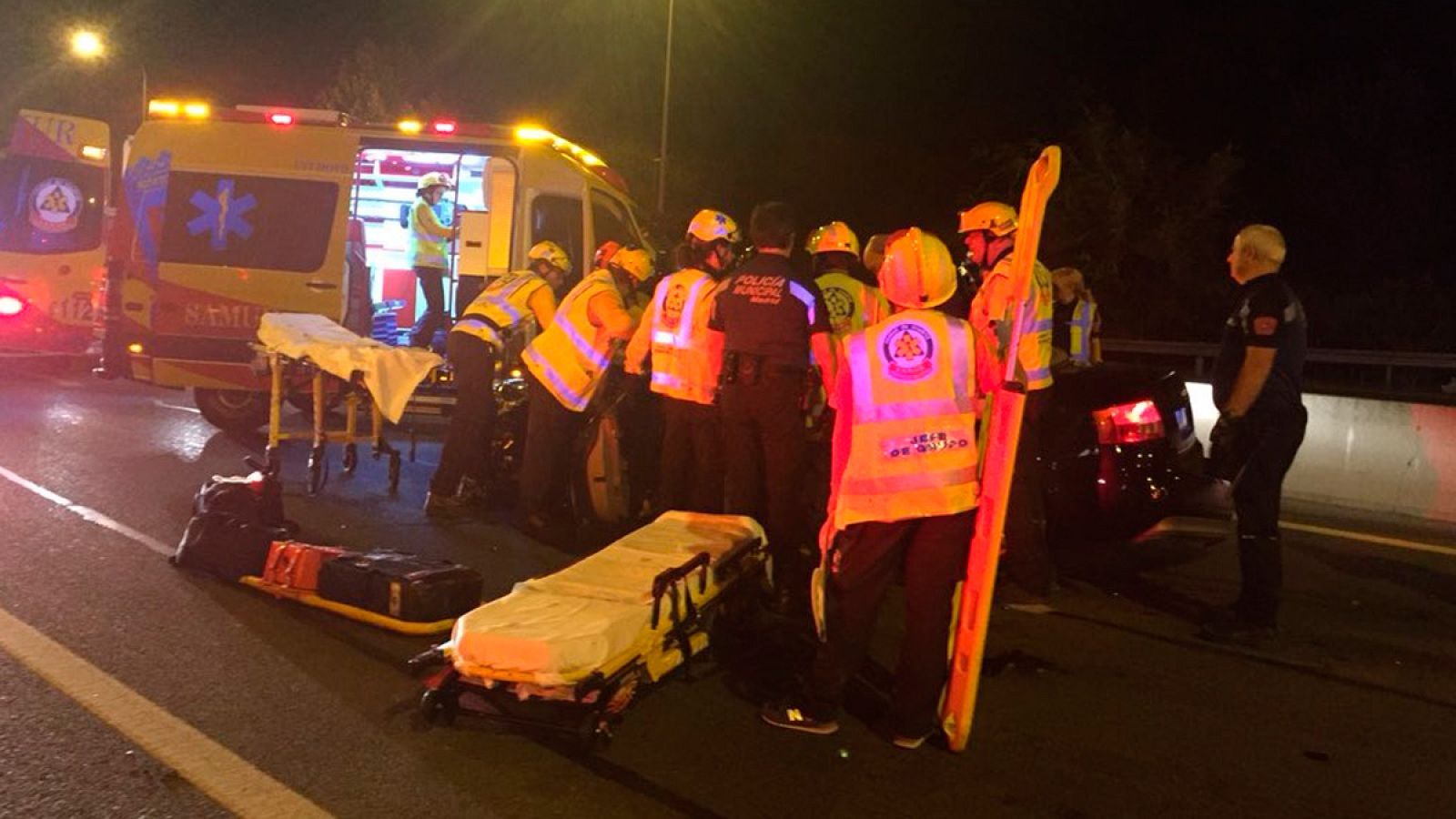 Un kamikaze provoca un accidente en la M-30 de Madrid