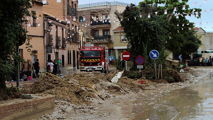 Telediario 1 - Tremendas inundaciones en Cebolla, Toledo