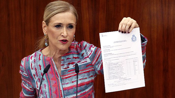 Telediario 1 - La jueza archiva gran parte del caso máster pero mantiene imputada a Cifuentes