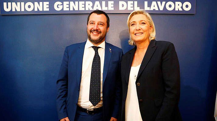 Telediario 1 - Los dos líderes ultraderechistas, el italiano Mateo Salvini y la francesa Marine Le Pen, se han reunido en Roma