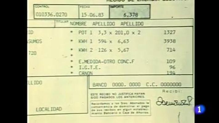 Telediario 1 - El recibo de la luz nos trae de cabeza ahora como hace 40 años