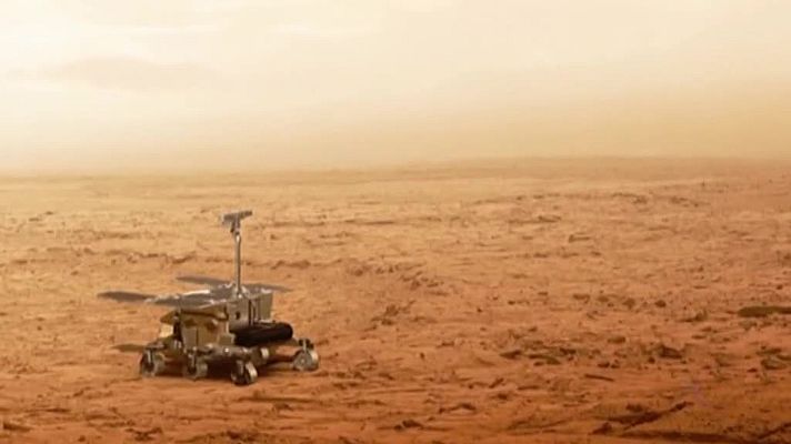 Telediario 1 - La Agencia Espacial Europea prueba en el desierto de Almería el robot que enviará a Marte en 2020