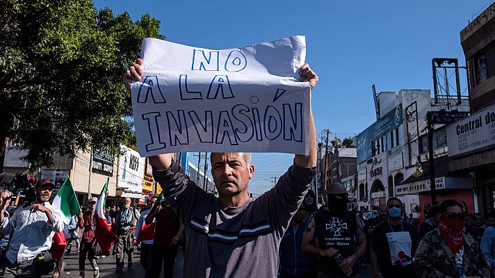 Informativo 24h - Manifestación en Tijuana contra la caravana de migrantes