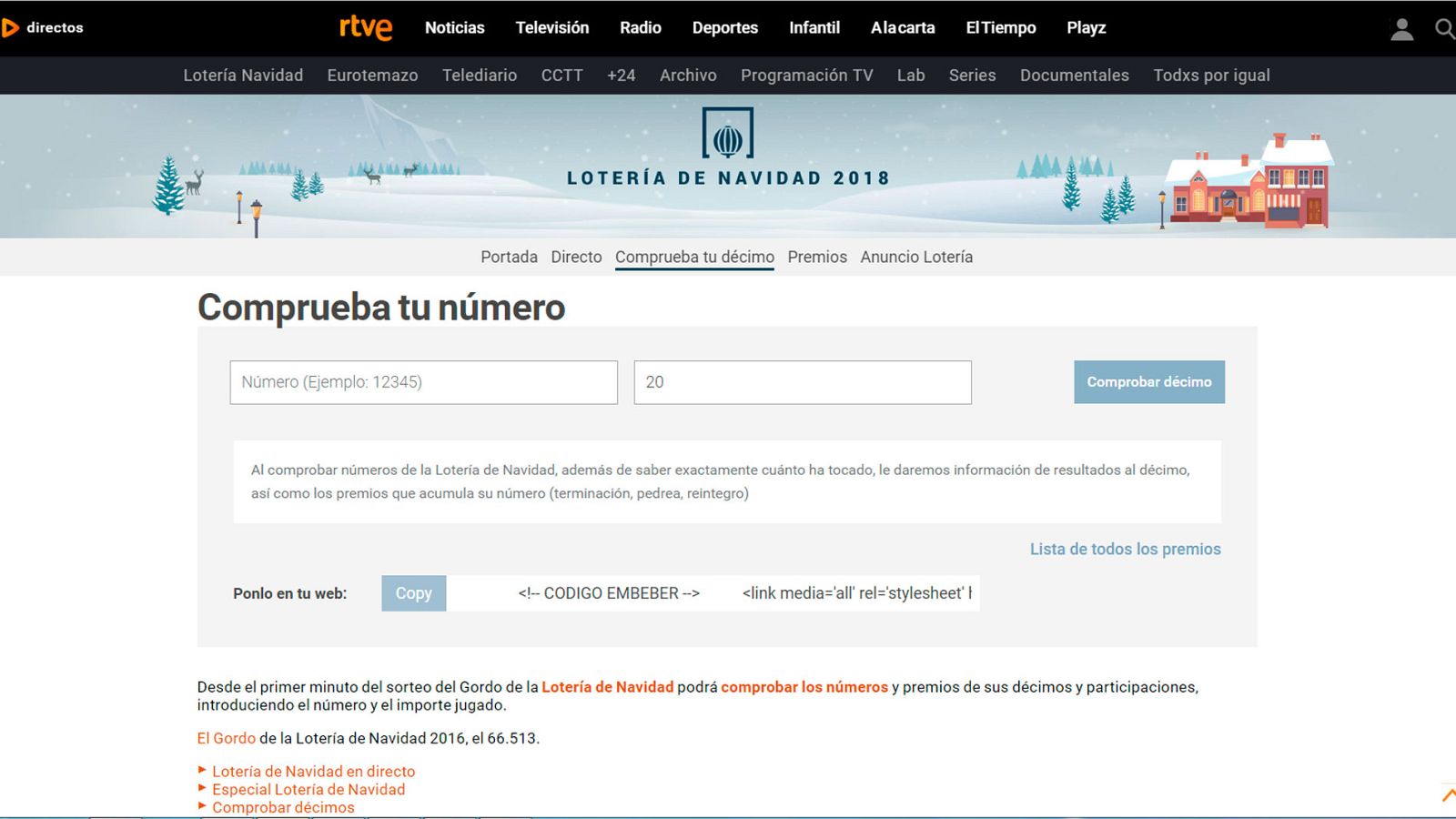 Puedes comprobar tus décimos en RTVE.es