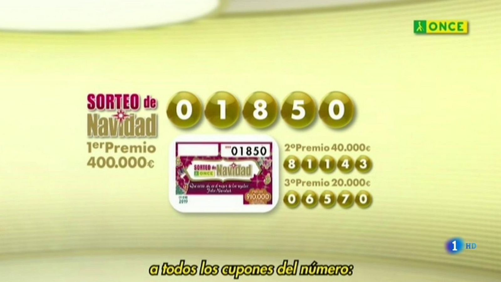 Sorteo ONCE - Sorteo de Navidad - 01/01/19 - ver ahora