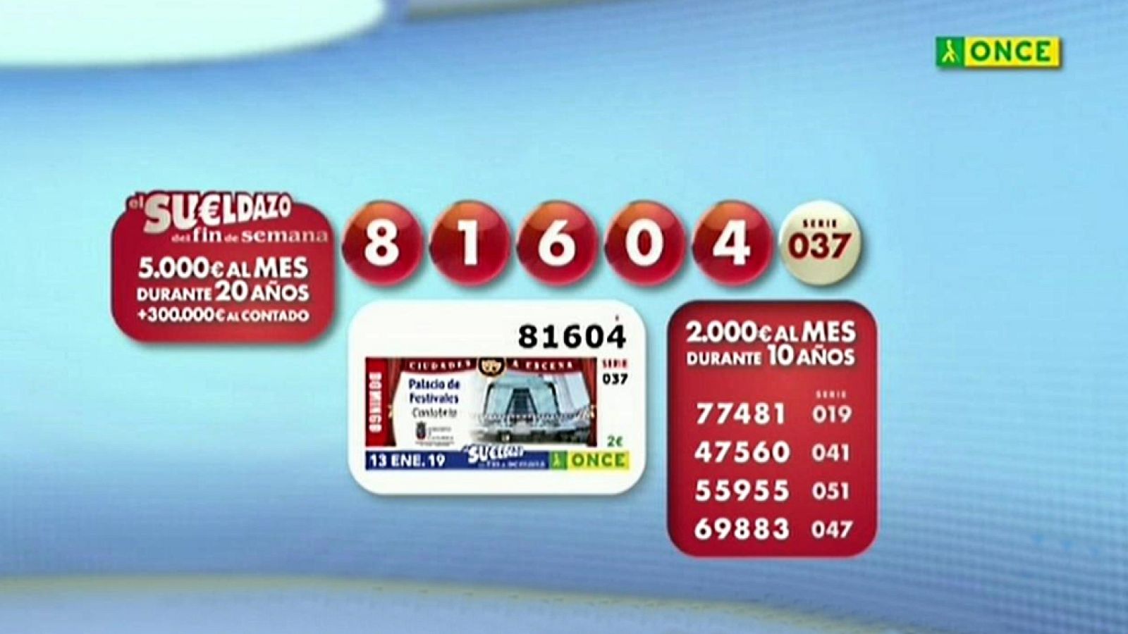 Sorteo ONCE - 13/01/19 - ver ahora