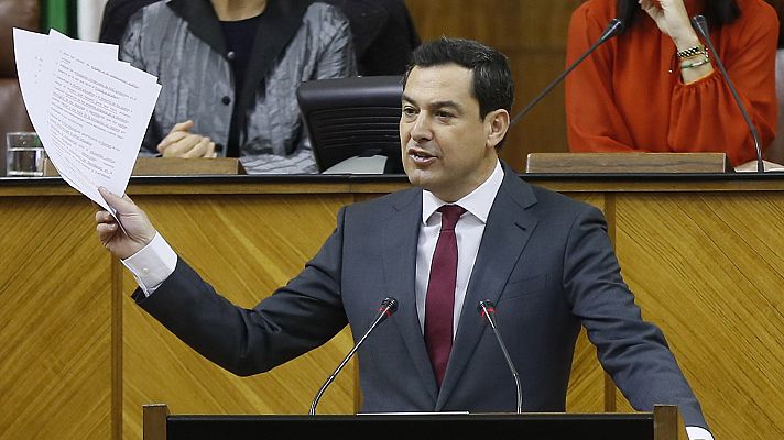 Telediario 1 - Moreno defiende su acuerdo con Vox en Andalucía: "Llegaremos hasta donde sea razonable" en política de género