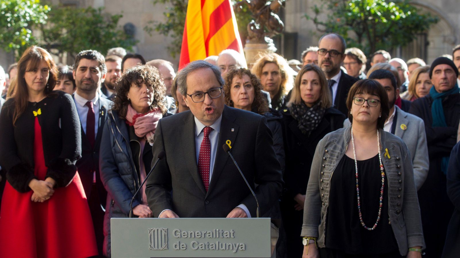 Torra pide a los catalanes apoyar a los presos desde la serenidad: "Nos juzgan a todos" | Ver