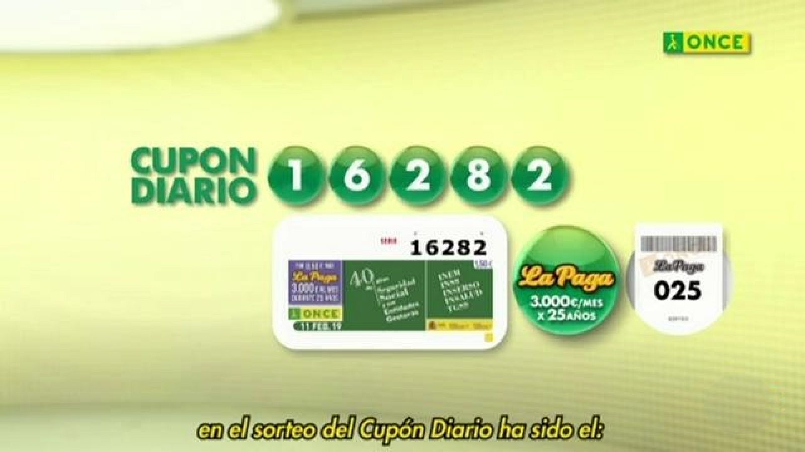 Sorteo ONCE - 11/02/19 - ver ahora