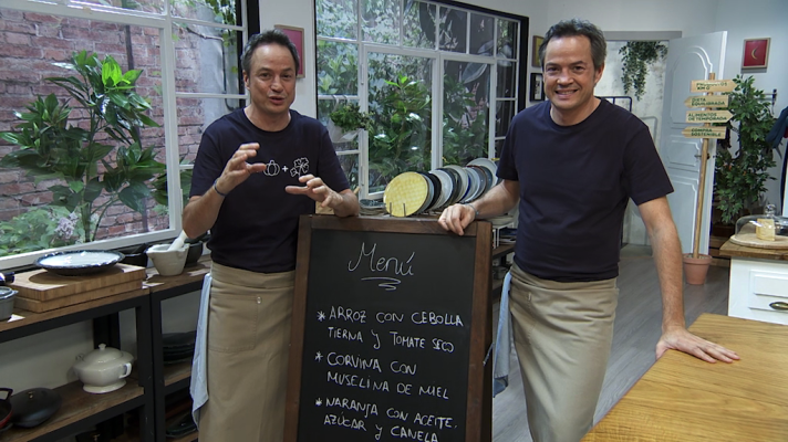 Torres en la cocina - Arroz con cebolla y tomate seco.Corvina con muselina de miel