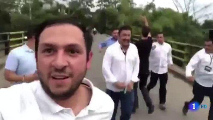 Telediario 1 - Guaidó de nuevo en Cúcuta en un momento de máxima tensión en la frontera entre Colombia y Venezuela